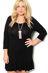 Plus Size  Rayon/Viscose Mini Dress  With Ruffles