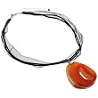 Red Agate with Druze in Sterling Silver Wire Wrap with Black Adjustable Silk Cord - Length:17 to 20''
