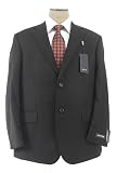 Nautica Mens Single Breasted 2 Button Solid Black Wool Suit - Size 42R