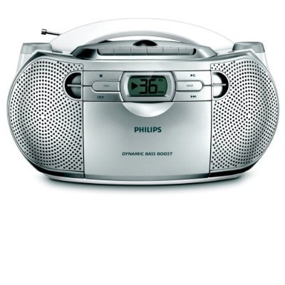 Philips AZ1027/05 Portable CD and Cassette Player with AM/FM Radio - Silver