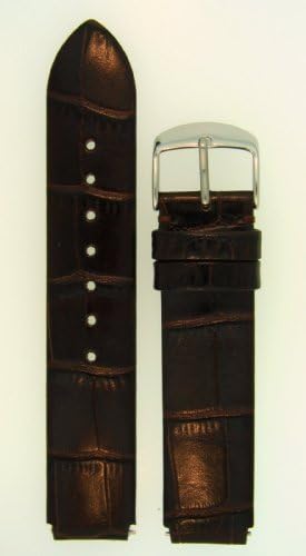 Fits Philip Stein size 1 18mm Dark Chocolate Brown Alligator Grain Leather Watchband With Spring Bars - by JP Leatherworks