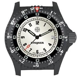 Stryker Watch Military Analog Quartz Timepiece IP Black Silver Dial Hard Side Nylon Carry Case Band...
