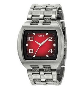 Fossil #JR9983 Men's Stainless Steel Red Dial Watch
