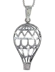 Sterling Silver Hot Air Balloon Pendant, 1 1/2 inch tall