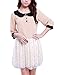 Allegra K Women Doll Collar 3/4 Sleeve Heart Button Decor Chiffon Blouse Pink L