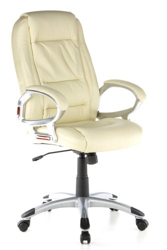 HJH Office/Buerostuhl24 621250 B&uuml;rostuhl / Chefsessel Riviera PU-Leder, creme