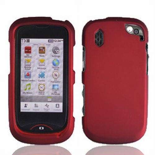 Verizon Pantech Hotshot Accessory - Red Rubberized Designer Protective Hard Case Cover + SportDroid Transparent/Clear Decal