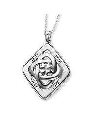Sterling Silver Faith, Hope, Love, Peace 18 Inch Necklace