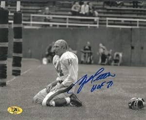 Y.A. Tittle signed New York Giants Blood Sepia Horizontal 8X10 Photo HOF 71