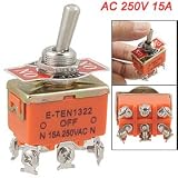 6-Terminals ON/OFF/ON DPDT Toggle Switch AC 250V 15A