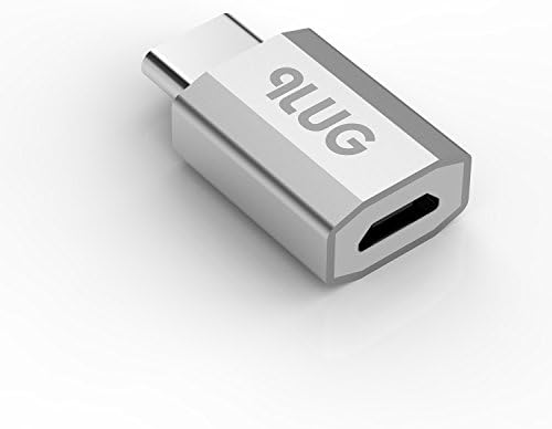PlugLug - USB Type C Adapter to Micro USB - Aluminum Adapter (USB-C to USB-A) Convert Connector for LG G5, Nexus 5X, Nexus 6P, Meets USB Type-C Standard (4-Pack, Silver)