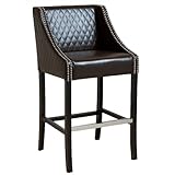 Filton Brown Quilted Leather Bar Stool