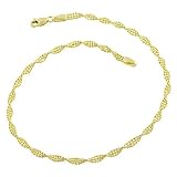 14-Kt Yellow Gold Adjustable Three-Row Beaded Anklet