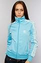 adidas The Firebird Track Jacket in Light Aqua & White,Track Jackets for Women