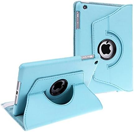 VanDay 360 Degree Rotating PU Tablet Case Stand Cover for iPad Mini with Sleep/Wake-up - Light Blue (Free Screen Protector+Free Stylus Pen)