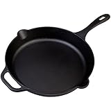Victoria SKL-212 12" Seasoned Cast Iron Skillet Pan with Long Handle, Large, Black