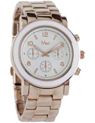 M&c Women`s FC0383 - Fashion Watch - Oversized Dual-tone White & Bronze - Chronograph Look