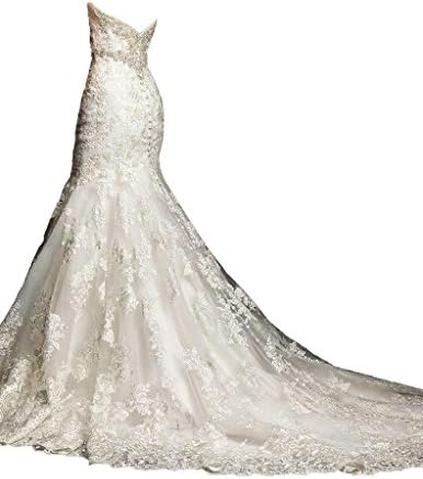 Ice Beauty Lace Beads Vintage Sweetheart Mermaid Wedding Dresses Bridal Gowns White US 16W