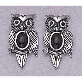 Owl with Onyx Body Earrings