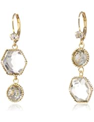 Betsey Johnson "Iconic Summer Metallics" Gem Double Drop Earrings