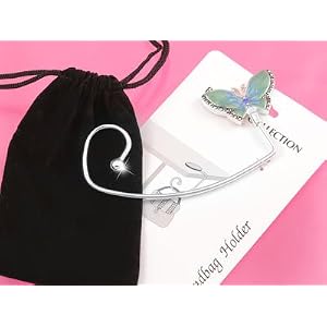 Gorgeous Blue Pearlized Enameled Butterfly Purse Hook/Hanger with a Blue Crystal