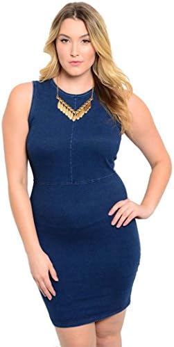 Shop the Trends Women's Plus Size Sleeveless Bodycon Denim Dress 3X-Large Blue