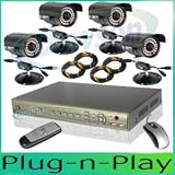 Dowson CCTV Surveillance Video System 4 Channel DVR Cameras Complete System with 4 IR CCD Day/Night Indoor/Outdoor Security Cameras