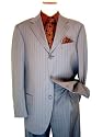 Earvin Magic Johnson Moon Grey with Cognac And Cream Pinstripes Super 120's Wool Wideleg Suit By Zanetti