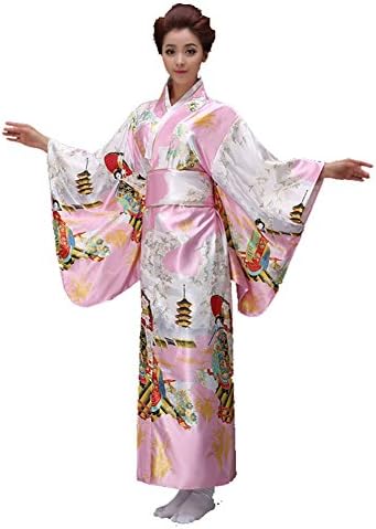 Skymould Women's Silk Yukata Flower Kimono Robe Japanese Traditional Costume Dress