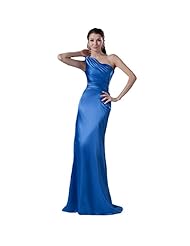 One Shoulder Crinkled Gathered Satin Floor Length Bridesmaid Dress/Maxi Dress 