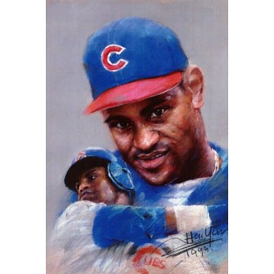 Professionally Framed Sammy Sosa Chicago Cubs montage Baseball Poster - 13x19 with RichAndFramous Black Wood Frame