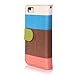 iPhone 5C Case, iPhone 5C Flip Case - E LV Deluxe PU Leather Wallet Purse Flip Folio Stand Case Cover for iPhone 5C with 1 Stylus and 1 Clear Screen Protector (Blue Brown Orange)