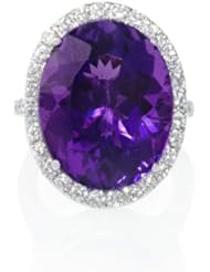 Damond and Purple Amethyst 18k White Gold Ring