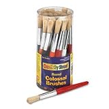 Chenille Kraft 5168 Wood Handle Colossal Round Brushes, Assorted Colors. 30 Brushes/Canister
