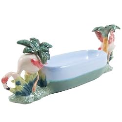 Tropical Flamingo Olive & Cracker Ceramic Tray