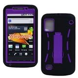 Bastex Hybrid Black and Purple Heavy Duty Case with Kickstand for ZTE WARP N860 + Bastexwireless cleaning cloth