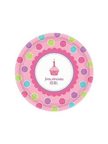 Amscan Sweet Little Cupcake Girl Dinner Plates - 18 ct