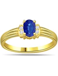 1.10TCW Oval Blue Solitaire Sapphire & Diamond Ring