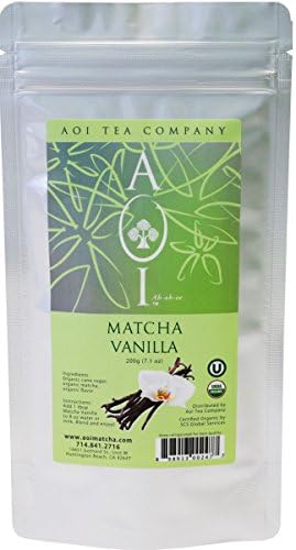 AOI Organic Matcha Green Tea &amp; Vanilla Powder - Powerful Antioxidant - Premium Grade - 200 grams (7 oz)