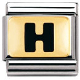 Nomination Composable Classic SCHWARZE BUCHSTABEN Edelstahl und 18K-Gold (H) 030264 Preisvergleich