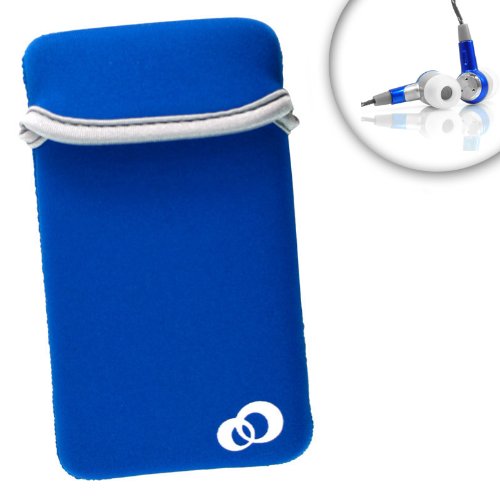 Form Fitting Neoprene Sleeve for Sony PSP GO * COMBO * with Mega BASSBud Earbuds with GoldPlated Stereo Connector