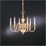 IMAGE OF Thomas Lighting M2007-1 Colonial Six-Light 24-Inch W by 19-Inch H Chandelier, Solid Polished Brass
