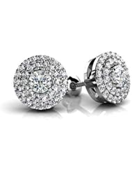 2.00 ct Ladys Round Cut Diamond Stud Earrings in 14 karat White Gold