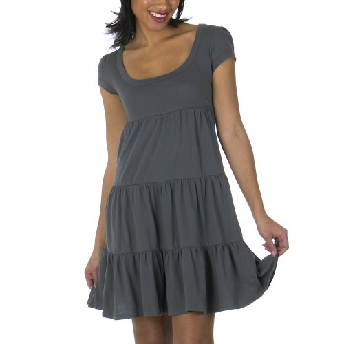 Click here to buy Juniors' Mossimo Supply Co. Short-Sleeve Tiered Dress - Quartz Gray.