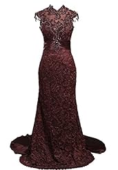 Floor Length Lace Cap Sleeves Prom Dress 
