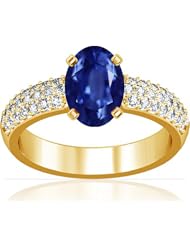 14K Yellow Gold Oval Cut Blue Sapphire Ring With Sidestones (GIA Certificate)