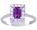 14K Yellow or White Gold Diamond and Octagon Gemstone Engagement Ring-Amethyst-full, half sizes from 5-8.5