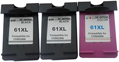 Remanufactured Ink Cartridge Replacement for HP 61xl Black and HP 61xl Color New Version (2 Black, 1 Color) CH563WN CH564WN, , Compatible with HP Deskjet 1000, 1050, 2000, 2050, 1010 Printers