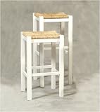 Review Linon Home Decor  / Rush Seat 30 Inch Backless Wood Bar Stools in White Finish (Set of 2)