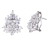 Bridal Jewelry Round CZ Diamond Silver Cluster Earrings